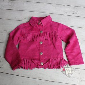 Little Maven Tori Spelling Vintage Fringe Jacket Pink Western Biker